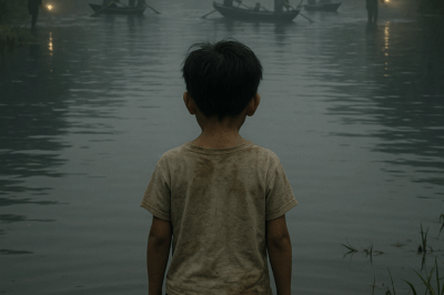 The 6 year old boy d/i/e/d in the village lake, but the whole village searched for 3 days and 3 nights without finding him./hi