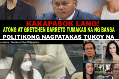 BREAKING: ATONG ANG & GRETCHEN BARRETTO ESCAPE IN SECRET FLIGHT — TOP POLITICIAN EXPOSED AS MASTERMIND BEHIND THEIR GETAWAY! “They vanished under our noses!” Authorities shocked as whistleblower reveals the name of a powerful official who helped fugitives flee — a betrayal that could shake the Philippine government to its core.