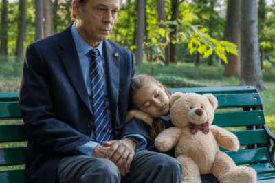 Every night, a little girl curled up on the same park bench with her teddy bear. No pillow, no blanket—just the cold night air. When a wealthy businessman finally stopped to ask why, her answer made him cry.