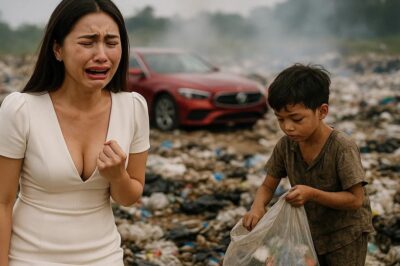 The billionaire was shocked to see the child picking up trash to support his father, she was stunned to know his true identity./hi