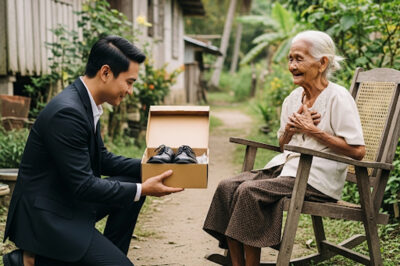 GURO, BINILHAN NG SAPATOS ANG ISANG MAHIRAP NA ESTUDYANTE — 20 TAON PAGKALIPAS, BUMALIK ITO BITBIT ANG ISANG NAKAKAGULAT NA REGALO /dn
