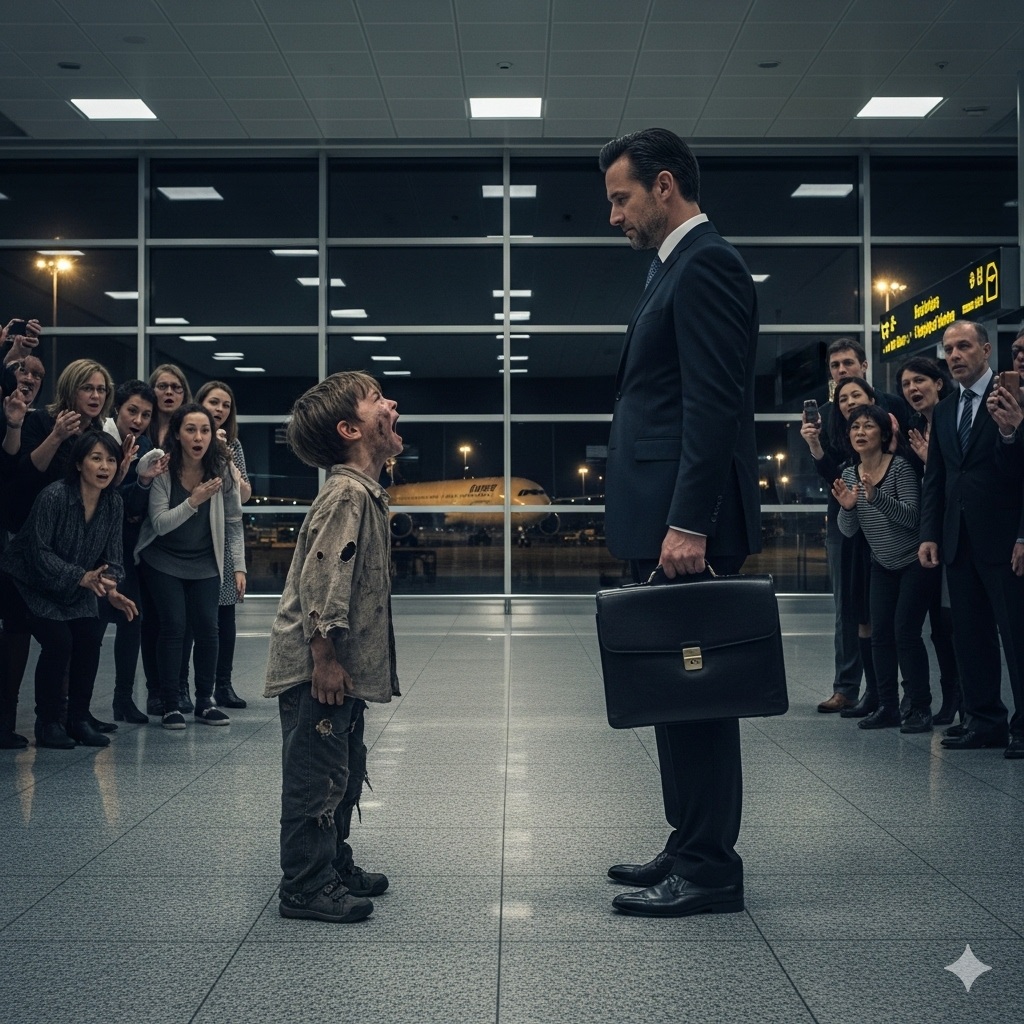“Don’t get on the plane! It’s going to explode!” A homeless boy