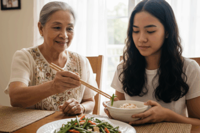 Nang kukunin ko na ang chopsticks, naaalala ko ang sinabi ng nanay ko, at sa sandaling iyon, nanginginig ang aking kamay.