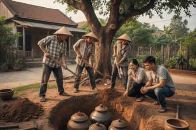 Noong araw ng pagkamatay ng matandang lalaki, inilibing ng panganay na anak ang 20 garapon ng toyo sa ilalim ng puno sa likod ng bahay, iniisip na 30 taon mula ngayon, kapag hinukay niya, magiging kayamanan ang laman nito. Ngunit nang magkasakit nang malubha ang anak na lalaki, at pinakuhanan ng asawa at mga anak ng manggagawa, natigilan silang lahat sa nakita nila…