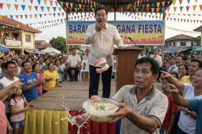 NAG-SPEECH NG SERYOSO ANG KAPITAN SA FIESTA, PERO NAGTAWANAN ANG BUONG PLAZA NANG TUMALSIK ANG PUSTISO NIYA SA SOPAS NG NASA UNANG HANAY/hi
